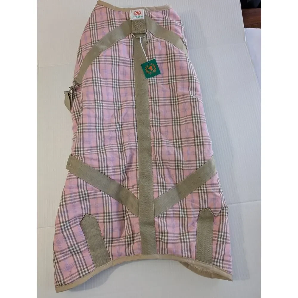 Canine Styles Pink Plaid Sherpa Lined Dog Barn Coat Jacket Size 28 Large XL